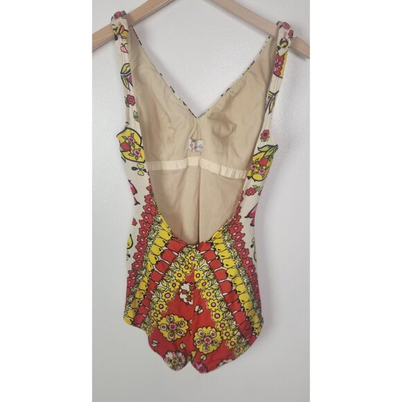 Vtg. 60's Women's Sz. S Rose Marie Reid Floral Retro One Piece Swimsuit - Picture 8 of 11